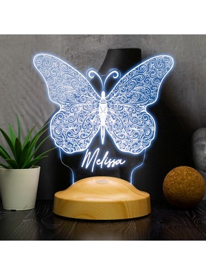 Sevgi Lambası Sevgiliye Hediye Kelebek LED Lamba, Kelebek Tasarımlı 3D Gece Lambası, Kelebek Desenli LED Masa Lambası