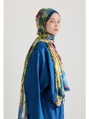 Fresh Scarfs Sweet Garden Floş Viskon Şal İndigo