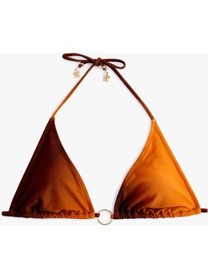 Koton Degrade Renk Geçişli Charm ve Halka Detaylı Üçgen Bikini Üstü