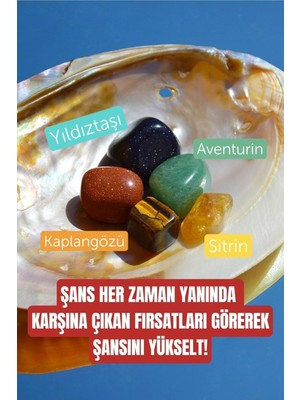 (708) Şans Bolluk Bereket Para Fırsat Doğal Taş Tumble Seti (Sitrin, Yıldıztaşı, Aventurin,