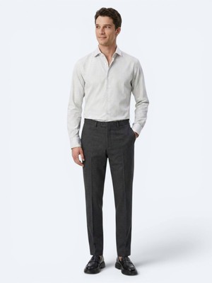 Kip Antrasit Düz Dokuma Fitted Fit Klasik Pantolon
