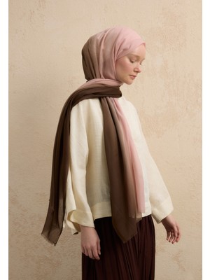 Fresh Scarfs Modal Degrade Şal Kahve-Pudra