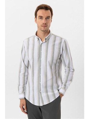 Süvari Su Yeşili Slim Düğmeli Yaka Casual Gömlek