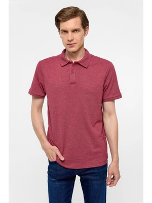 Süvari Koyu Bordo Regular Fermuarlı Polo Yaka Tişört