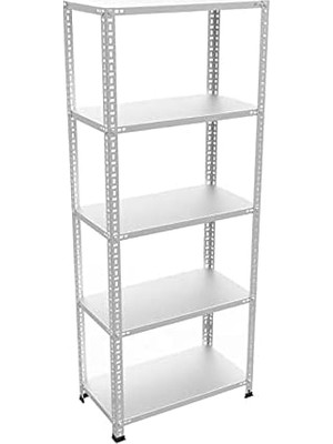5 Katlı Galvaniz Çelik Raf - Depo, Arşiv, Kiler, Dosya, Market Rafı, Civatalı Raf Sistemi 43X60