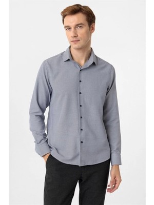 Süvari Lacivert Slim Klasik Yaka Casual Gömlek