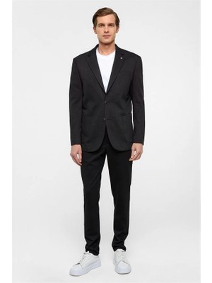 Süvari Siyah Regular Mono Yaka Torba Cep 6 Drop Klasik Ceket