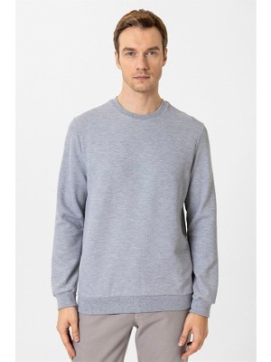Süvari Gri Regular Bisiklet Yaka Sweatshirt