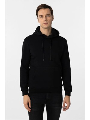Süvari Siyah Regular Düz Sweatshirt