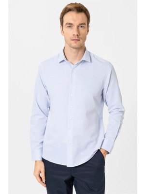 Süvari Buz Mavi Slim Klasik Yaka Casual Gömlek