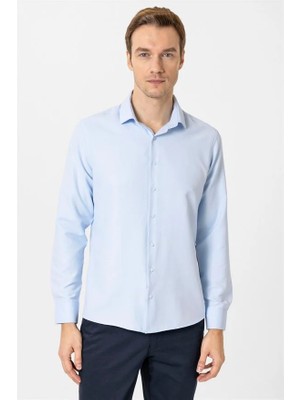 Süvari Buz Mavi Slim Klasik Yaka Casual Gömlek