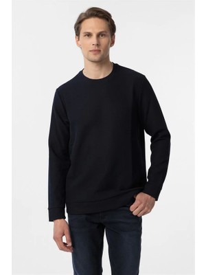 Süvari Lacivert Regular Bisiklet Yaka Sweatshirt