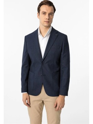 Süvari Lacivert Slim Mono Yaka Torba Cep 6 Drop Klasik Ceket