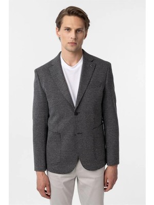 Süvari Siyah Slim Mono Yaka Torba Cep 6 Drop Klasik Ceket