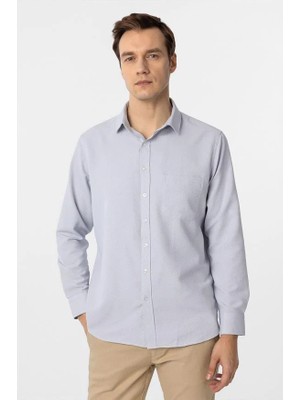 Süvari Gri Regular Klasik Yaka Casual Gömlek