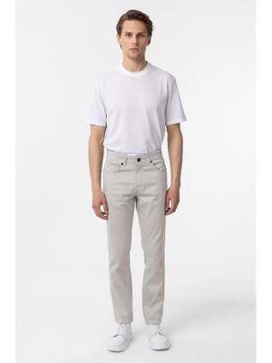 Süvari Bej Slim Düz Düz Normal Bel Casual Pantolon