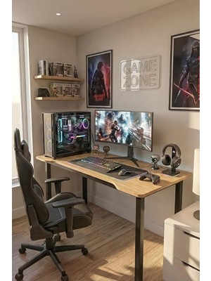 100 Çam Oyun Çalışma Masası Gaming Masa Ofis Masası 9111