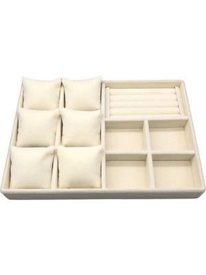 Oslo Model Süet Kaplama Krem Renk 24/34 cm Yastıklı Takı Sergileme Standı