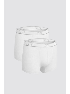 D'S Damat Ds Damat Beyaz Beli Lastikli Marka Logolu Likralı Esneyebilen 2'li Boxer Set