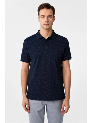 Süvari Lacivert Regular Fermuarlı Polo Yaka Tişört