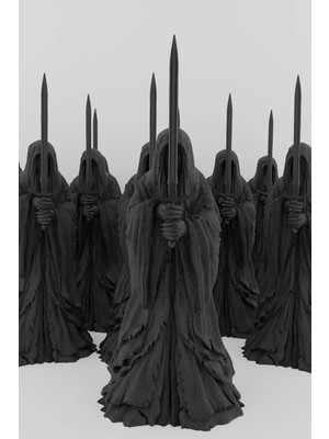 Küçük Boy 10 cm Dekoratif ' Yüzüklerin Efendisi Temalı Nazgul ' 5'li Set Heykel Figür Büst S