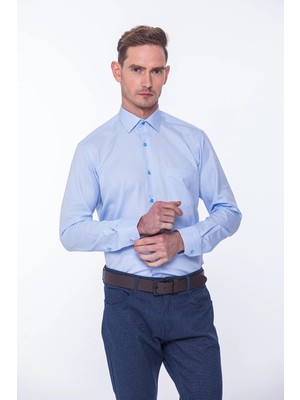 Fitmens Klasik Uzun Kol Oxford Hediye Kutulu Kolay Ütülenebilir Erkek Gömlek FS-001254 - Açık Mavi