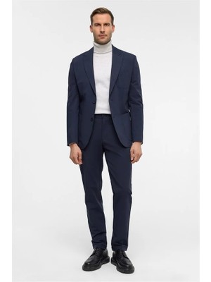 Süvari Lacivert Slim Sivri Yaka Torba Cep 6 Drop Takım Elbise