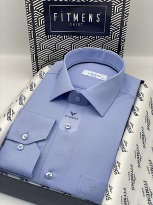 Fitmens Klasik Uzun Kol Oxford Hediye Kutulu Kolay Ütülenebilir Erkek Gömlek FS-001254 - Mavi