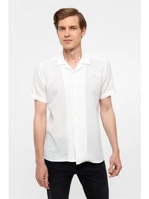 Süvari Ekru Slim Düz Casual Gömlek
