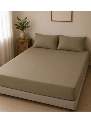 Pamuva Çift Kişilik Lastikli Çarşaf Takımı 2 Adet Yastık Kılıflı 50X70 | 180X200+30 | %100 Pamuk