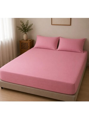 Pamuva Çift Kişilik Lastikli Çarşaf Takımı 2 Adet Yastık Kılıflı 50X70 | 180X200+30 | %100 Pamuk