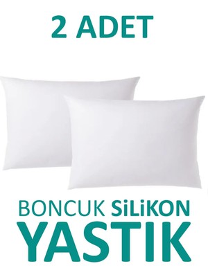 Boncuk Silikon Yastık 2'li 50X70 cm 900 Gram Silikonlu Elyaf Dolgulu Beyaz Antibakteriyel Yastık