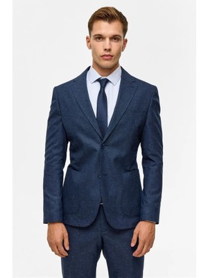 Süvari Lacivert Slim Mono Yaka Torba Cep 6 Drop Takım Elbise
