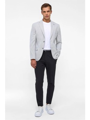 Süvari Gri Slim Mono Yaka 6 Drop Klasik Ceket