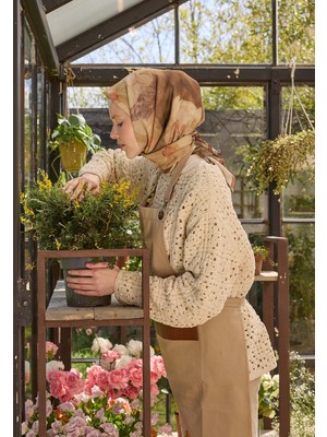 Fresh Scarfs Blair Desen Pamuk İpek Eşarp Toprak
