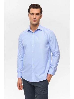Süvari Mavi Regular Klasik Yaka Casual Gömlek