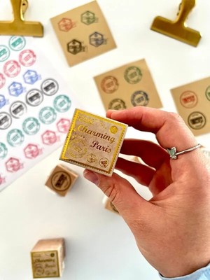 Kağıt Gemi Dükkan Charming Paris 3 Farklı Posta ve Premium Damga Desenli Ahşap Küp Mühür/kaşe/kitap Mührü/stamp / Seal