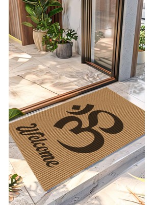 Decovetro Kapı Önü Halı Paspas Yoga Welcome Om Aum Baskılı 40 x 60 cm