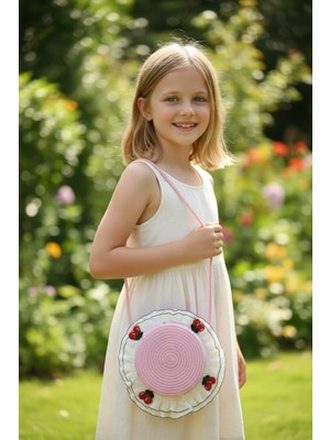 Aware Time Kız Çocuk Aksesuarlı Çanta 21 cm Çapraz Askılı Hasır Çanta