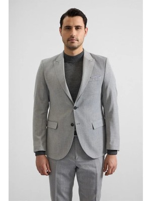 Süvari Gri Slim Sivri Yaka 6 Drop Takım Elbise
