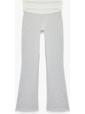Koton Slim Fit Yüksek Bel Kat Detaylı Ispanyol Paça Spor Tayt