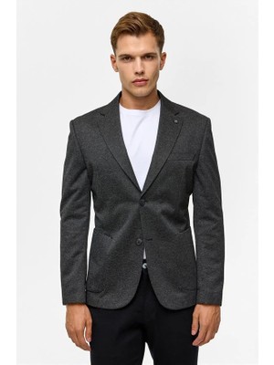 Süvari Siyah Slim Mono Yaka Torba Cep 6 Drop Klasik Ceket
