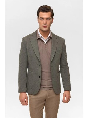 Süvari Haki Slim Mono Yaka Torba Cep 6 Drop Klasik Ceket