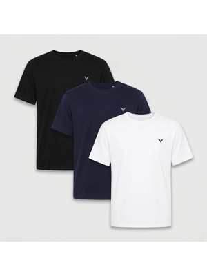 Fitmens Slim Fit Kısa Kol 3lü Set %100 Pamuk T-Shirt FS-004455 - Çok Renkli