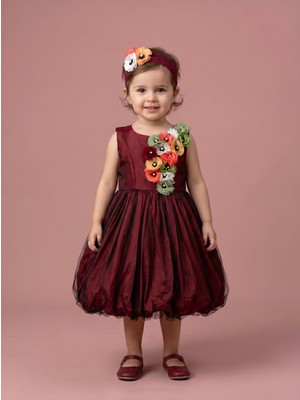 Ciliegia Dolls Kız Bebek Renkli Çiçekli Tüllü Abiye Elbise Taç Hediyeli
