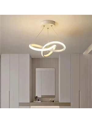 Aura Beyaz Ultrapower LED Avize, Modern Sarkıt Tasarım, Alüminyum Gövde, 6500K Beyaz Işık, 36W