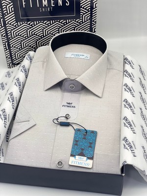 Fitmens Klasik Kısa Kol Desenli Hediye Kutulu Erkek Gömlek FS-004153 - Gri