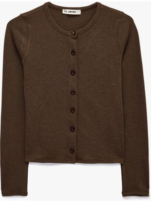 Koton Slim Fit Uzun Kollu Bisiklet Yaka Düğmeli Triko Hırka