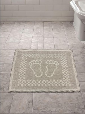 Pamuk Kilim Dokuma Süper Emici Banyo Ayak Paspası & Havlusu 40X60 Cm, Bej