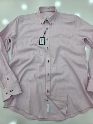 Fitmens Slim Fit Uzun Kol Cepsiz Çizgili Keten Likra  Hediye Kutulu Erkek Gömlek FS-004581 - Pembe